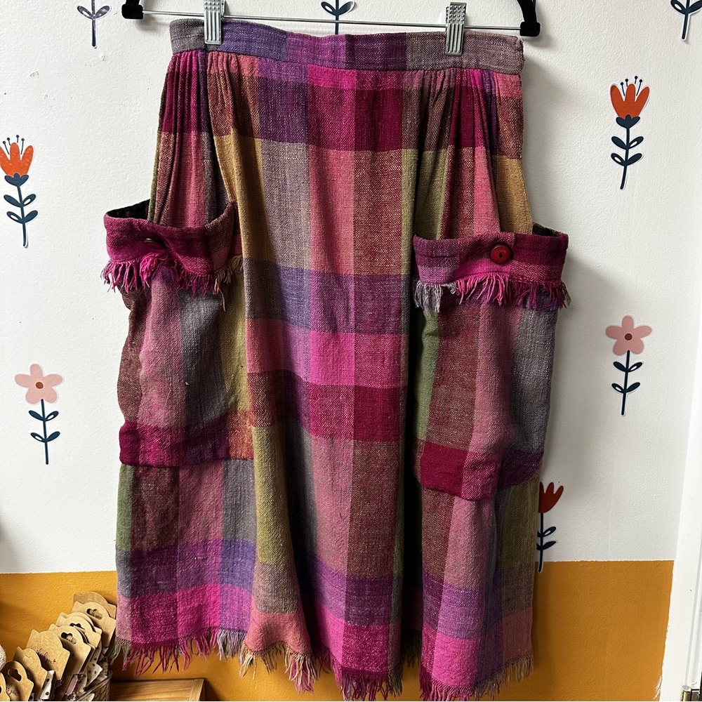 Vintage Plaid rustic woven skirt